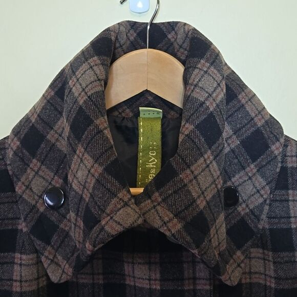 Soia & Kyo Wool Blend black Tan Plaid Belted Jacket Rachel Friends - Picture 4 of 16